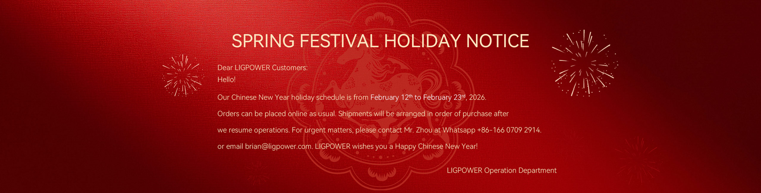 Holiday Notice – Chinese New Year-Holiday Notice – Chinese New Year