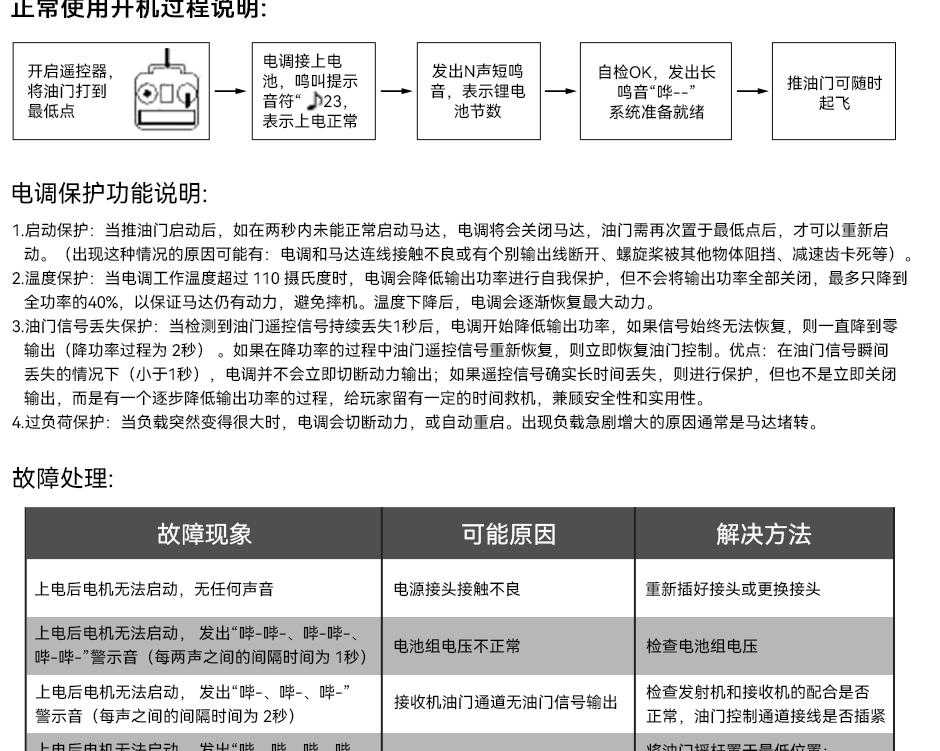 AT（固定翼系列）电子调速器（ESC）说明书