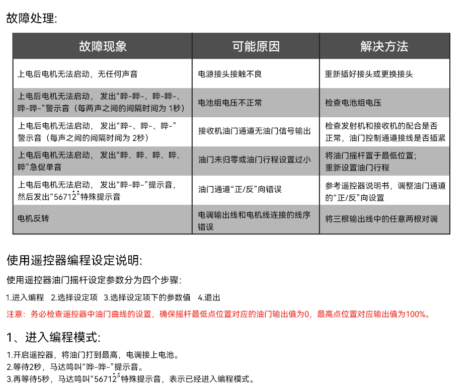 AT（固定翼系列）电子调速器（ESC）说明书