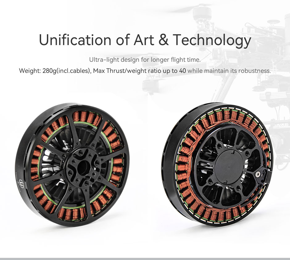 weight:280g(incl.cables),Max thrust/weight ratio up to 40