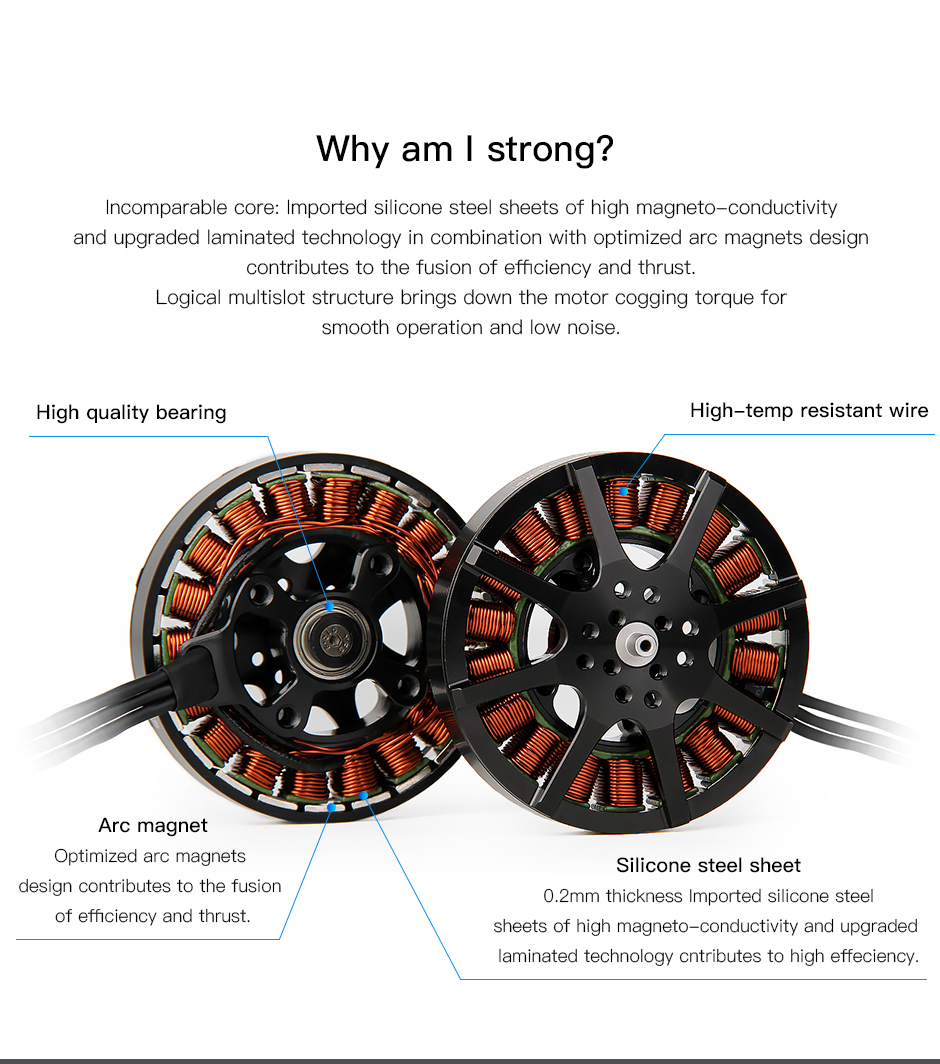MN6007 KV160 Selection of high-temp resistant wire、high quality bearing、silicone steel sheet and  Arc magnet