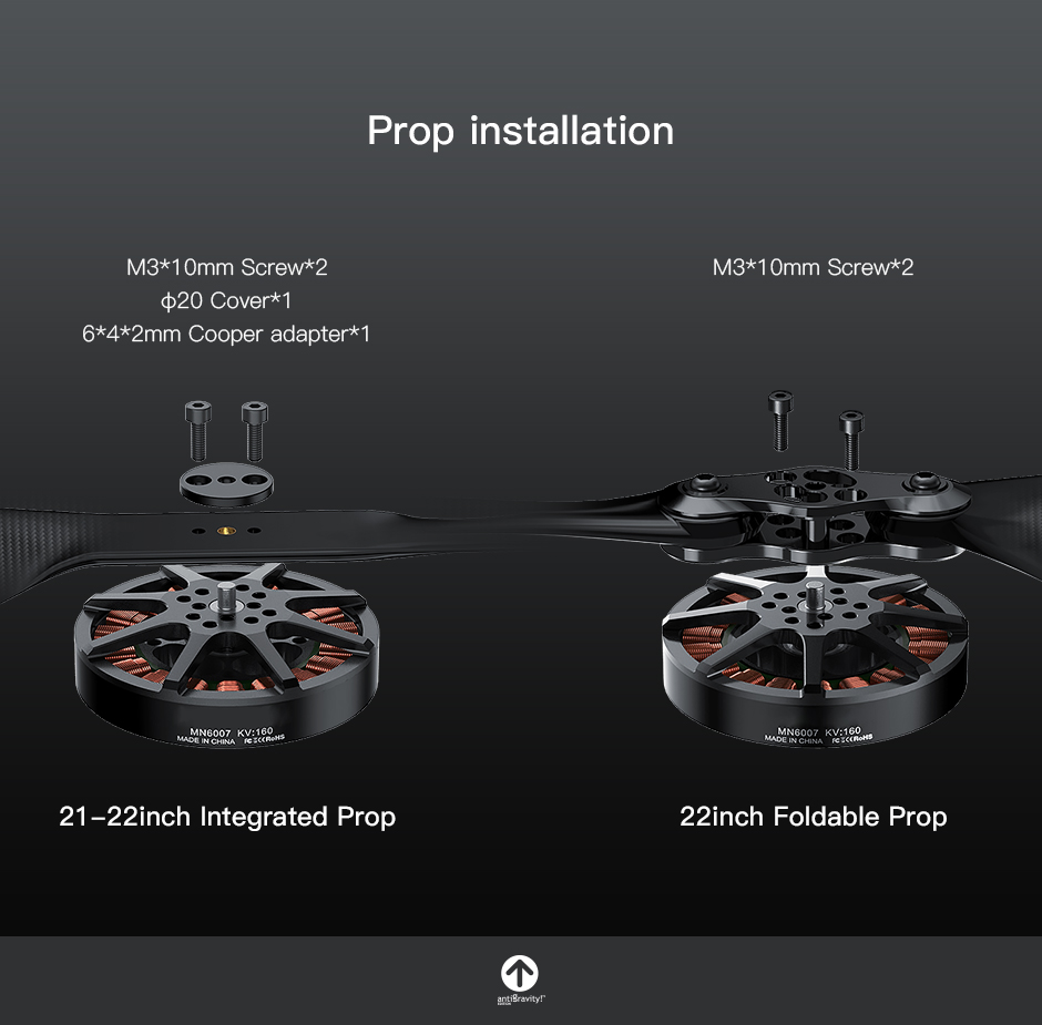 MN6007 KV160 prop installation