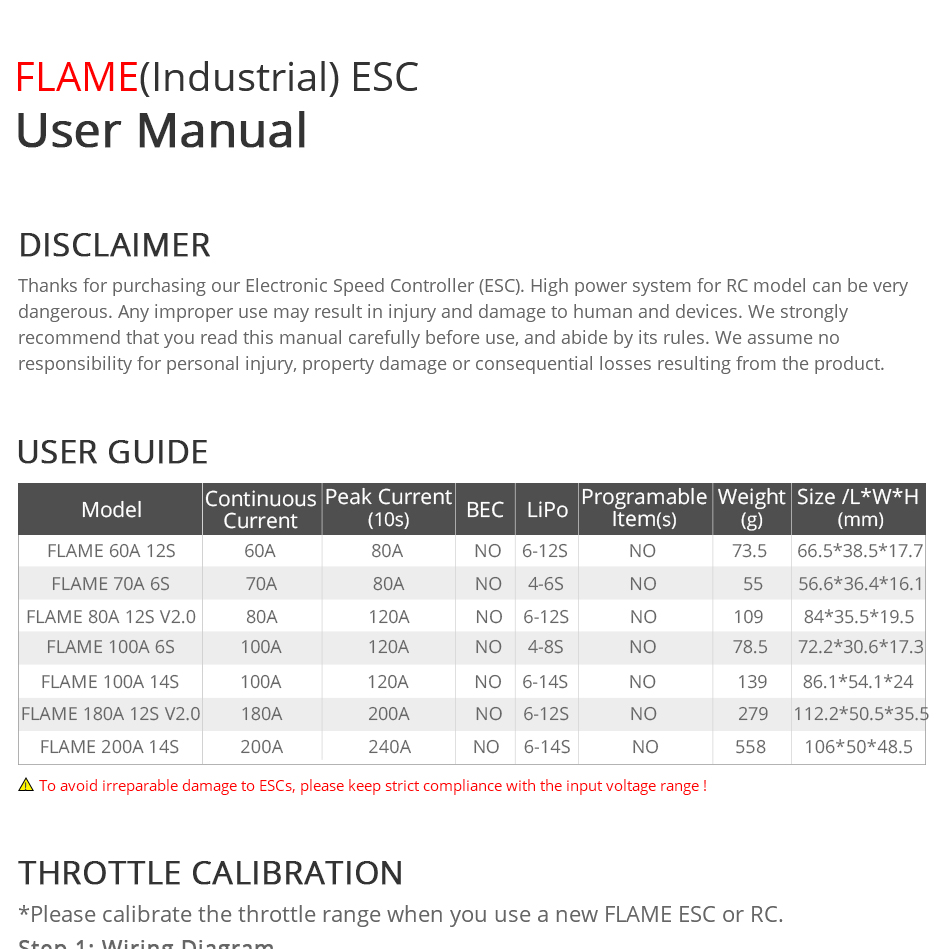FLAME(Industrial) ESC User Manual