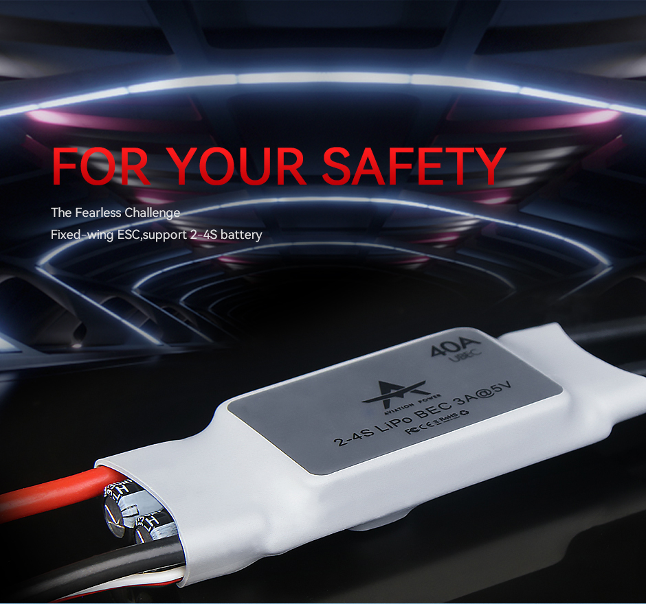 AT 40A 4S fixed-wing esc,support 2-4S battery