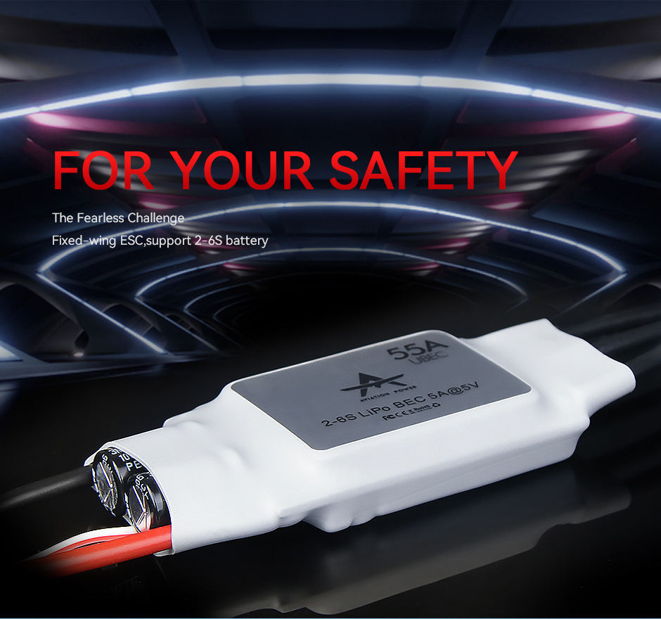 AT 55A 6S fixed-wing esc,support 2-6S battery