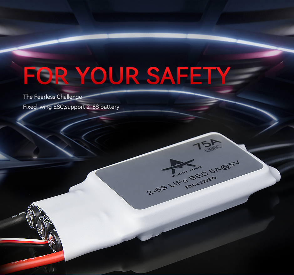 AT 75A 6S fixed-wing esc,support 2-6S battery