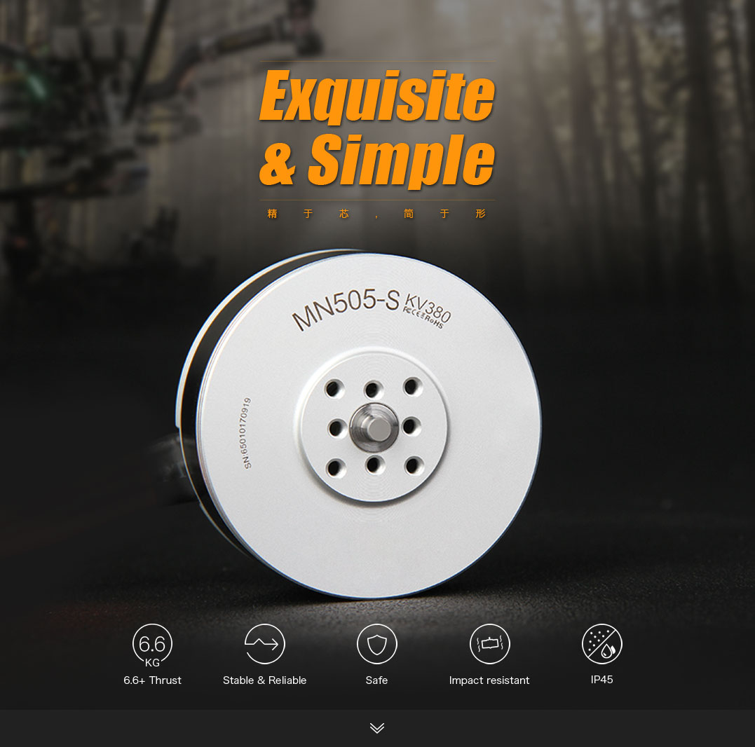 MN505-S KV320  6.6kg+ Thrust，IP45