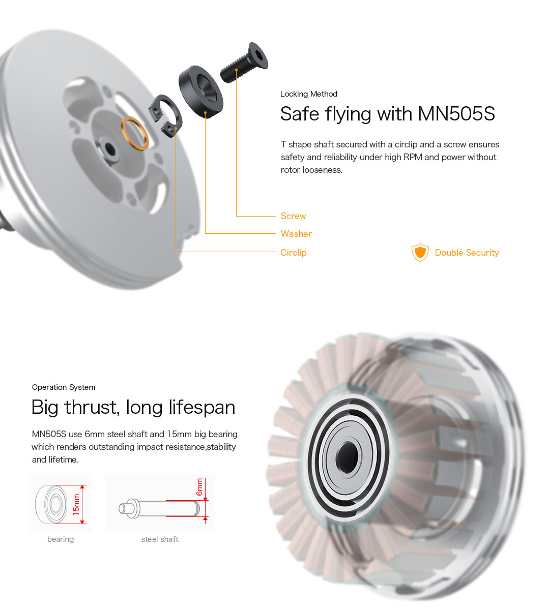 MN505-S KV320  double security，big thrust,long lifespan