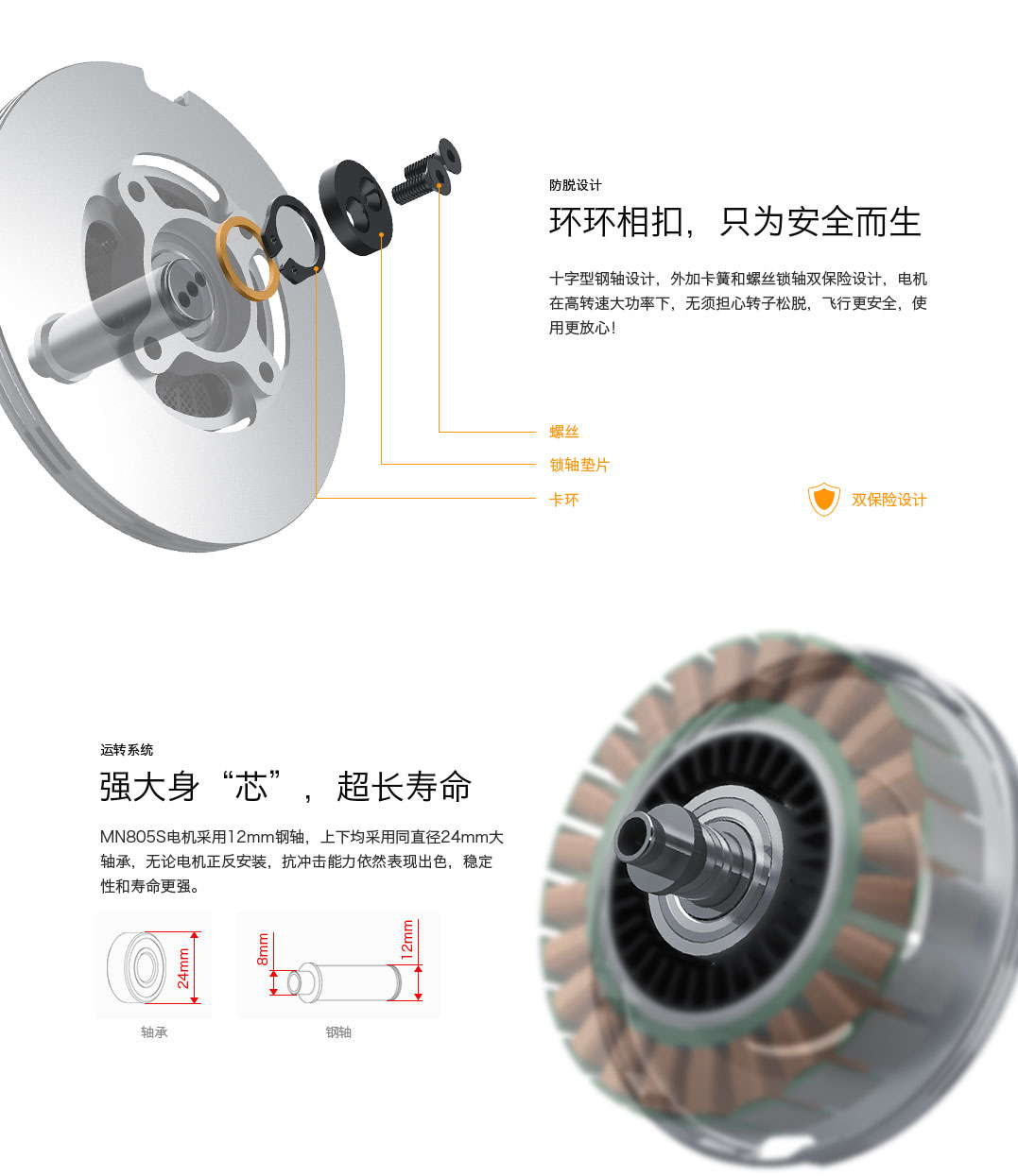 MN805-S KV170 双保险设计，动力大，长寿命