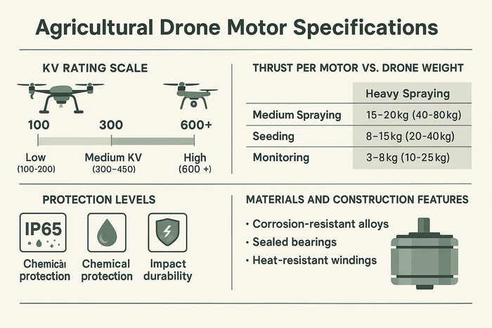 Agricultural drone motor specifications comparison chart